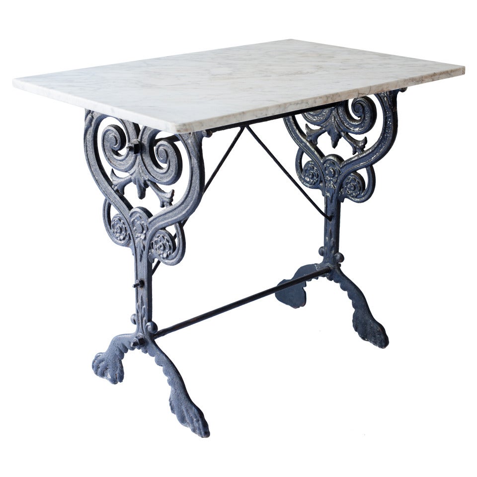 French Console Table with Marble Top and Elaborate Base