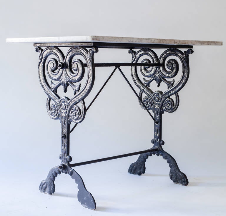 French Console Table with Marble Top and Elaborate Base In Good Condition In New Preston, CT