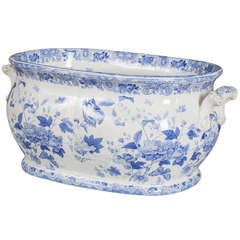 Blue and White Transferware Footub from England circa 1840