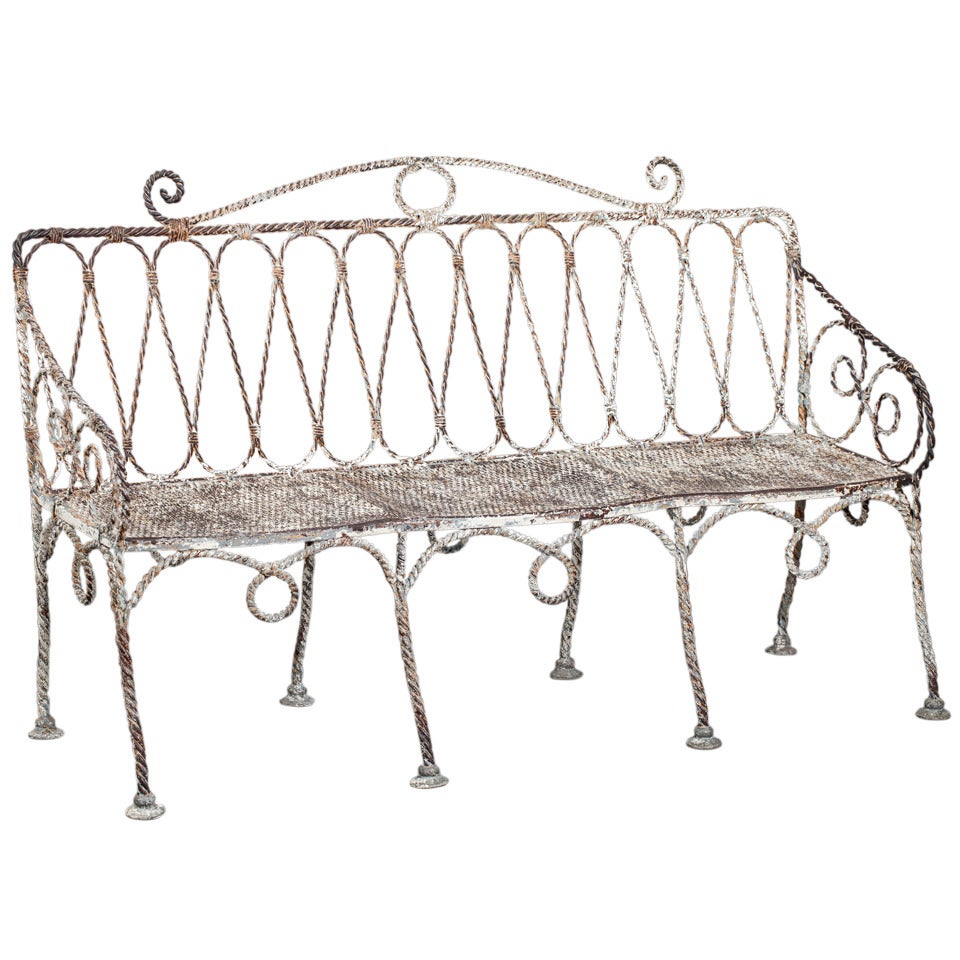 A French Late 19th Century Iron Garden Bench Circa 1880 For Sale