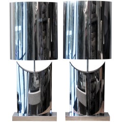 A Pair of Sculptural Jere' Chrome Table Lamps