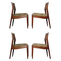 Set of Four Walnut Chairs by Jens Risom