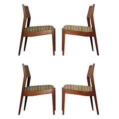 Set of Four Walnut Chairs by Jens Risom