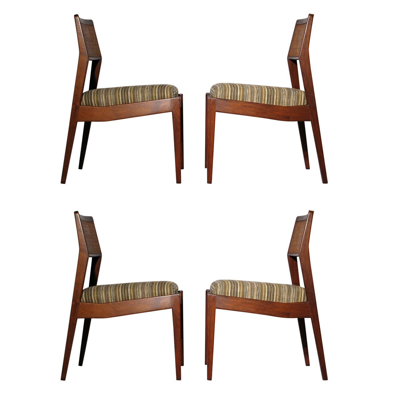 Set of Four Walnut Chairs by Jens Risom