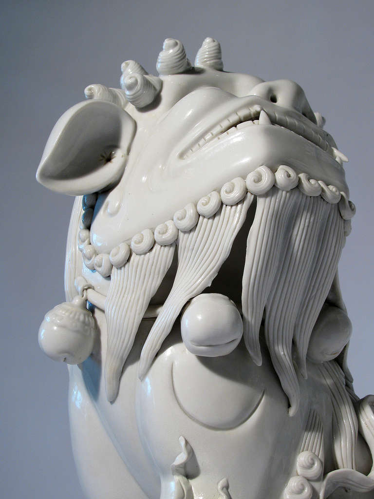 Porcelain Blanc de Chine Foo Dog Sculptures