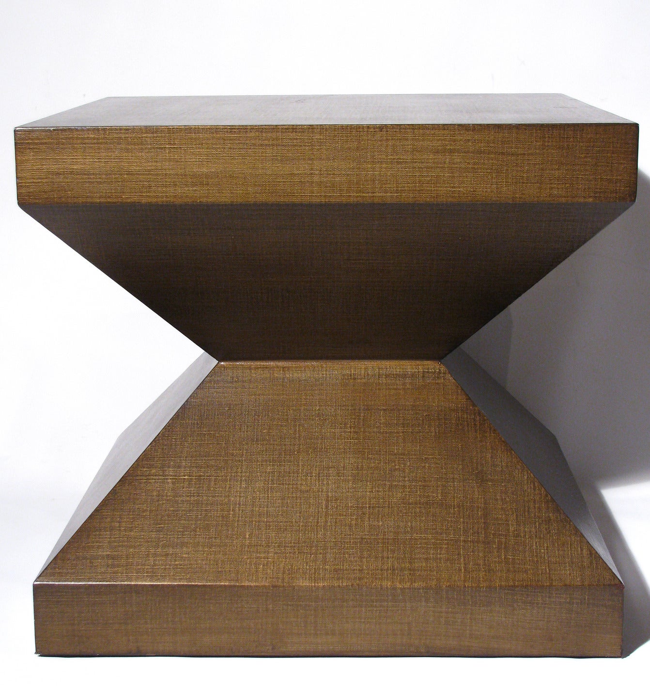 A Pair of Linen-Wrapped Oak Side Tables