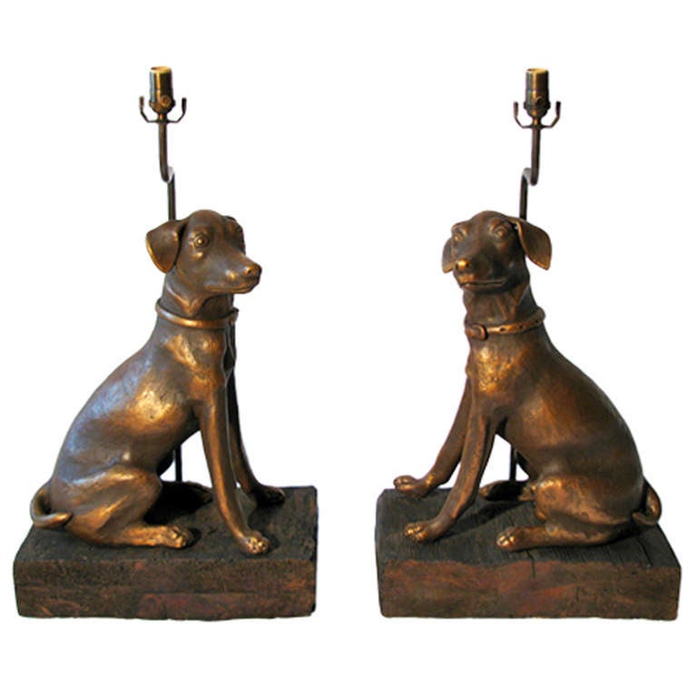Pair of Labrador Retriever Table Lamps