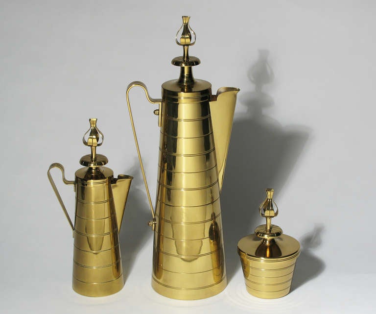 Mid-Century Modern Tommi Parzinger Brass Coffee Set