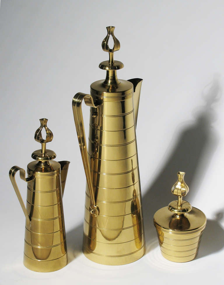 Mid-20th Century Tommi Parzinger Brass Coffee Set