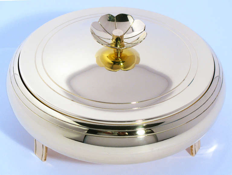 Tommi Parzinger Brass and Glass Candy Dish