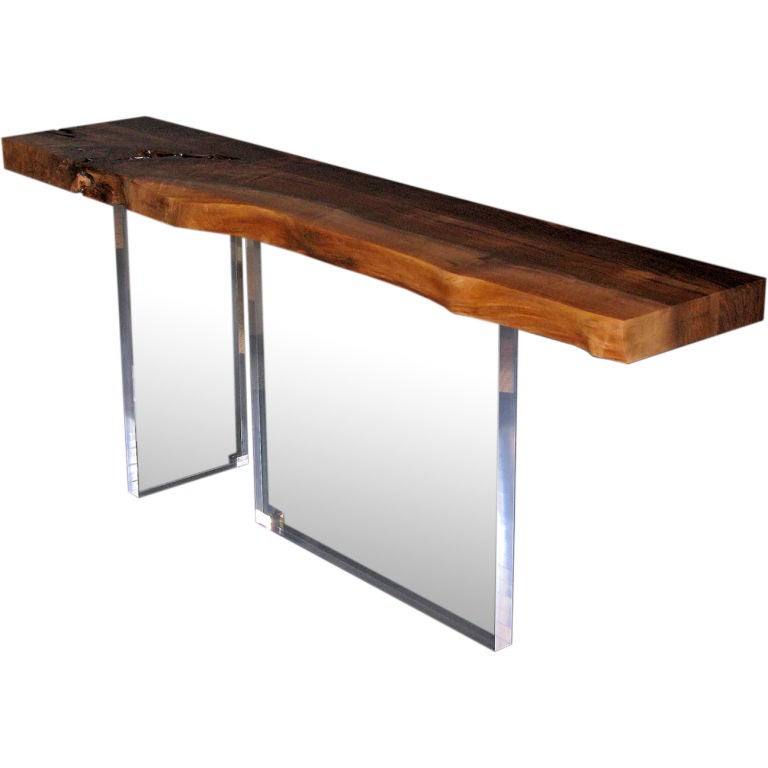 A Walnut and Lucite Console