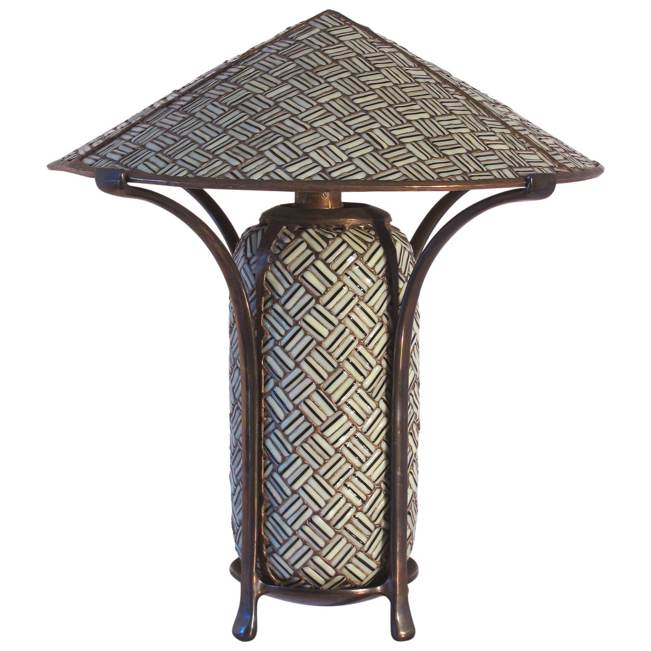 Bronze and Glass Table Lamp by Hilliard