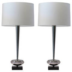 Pair of Modernist Nickel Table Lamps