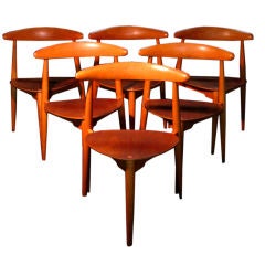 A Set of (6) Hans Wegner for Fritz Hansen "Heart Chairs"