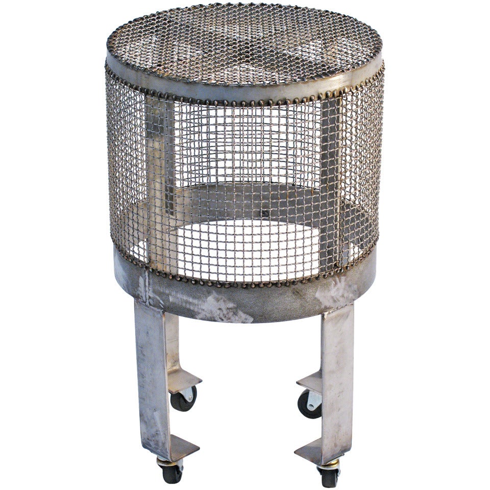 Industrial Steel Cage Table w/ Wheels For Sale