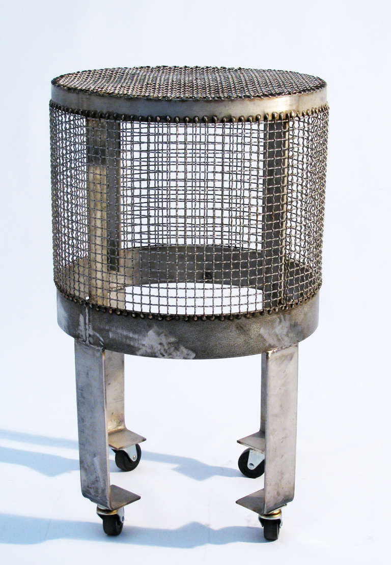 American Industrial Steel Cage Table w/ Wheels For Sale