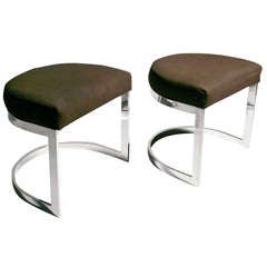 A Pair of Cantilevered Stools/ Ottomans