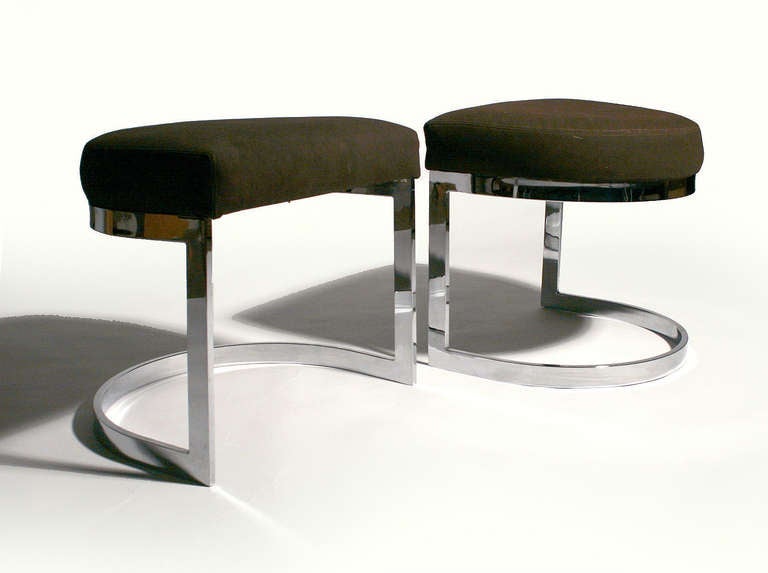 Mid-Century Modern A Pair of Cantilevered Stools/ Ottomans