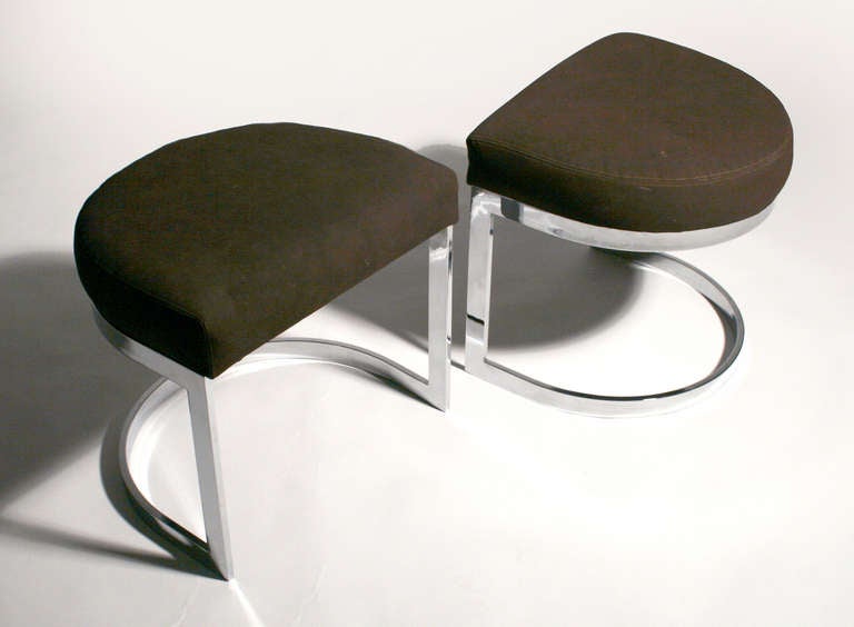American A Pair of Cantilevered Stools/ Ottomans