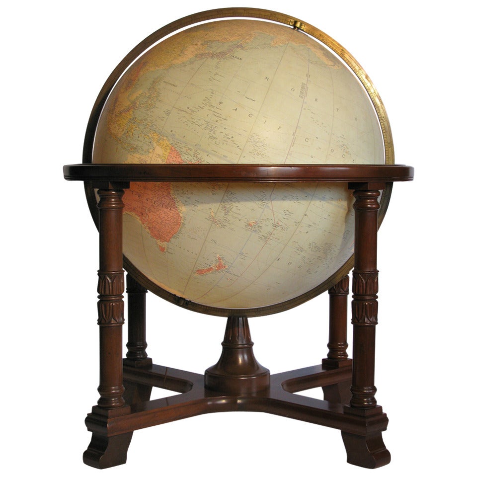 Monumental Replogle Terrestrial Globe with Neoclassic Style Base