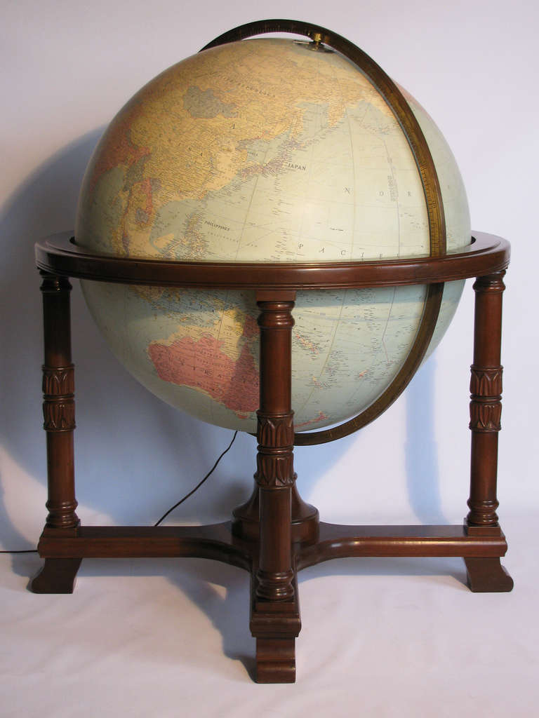 Neoclassical Monumental Replogle Terrestrial Globe with Neoclassic Style Base