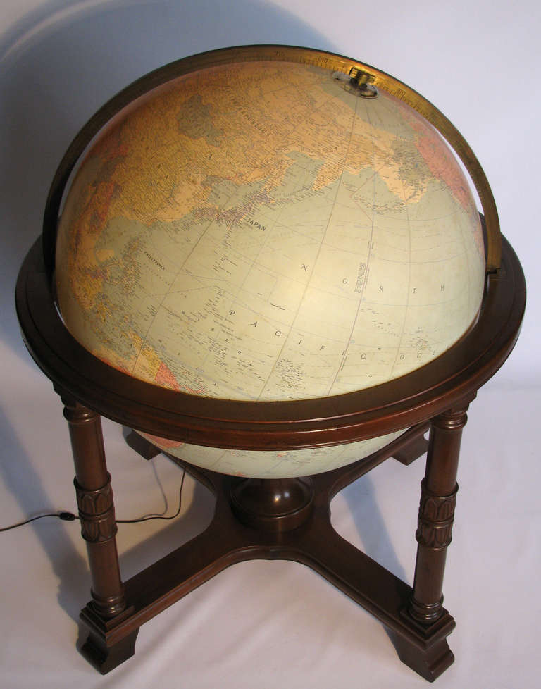 Mid-20th Century Monumental Replogle Terrestrial Globe with Neoclassic Style Base