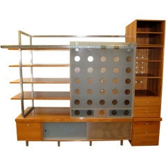 Vintage Architectural Birch and Steel Bookcase/ Entertainment