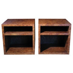A Pair of Olive Burl Cube Tables