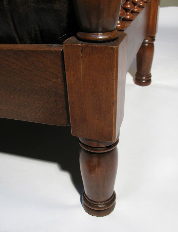 A French Tufted Leather & Walnut Daybed/ Bench 6