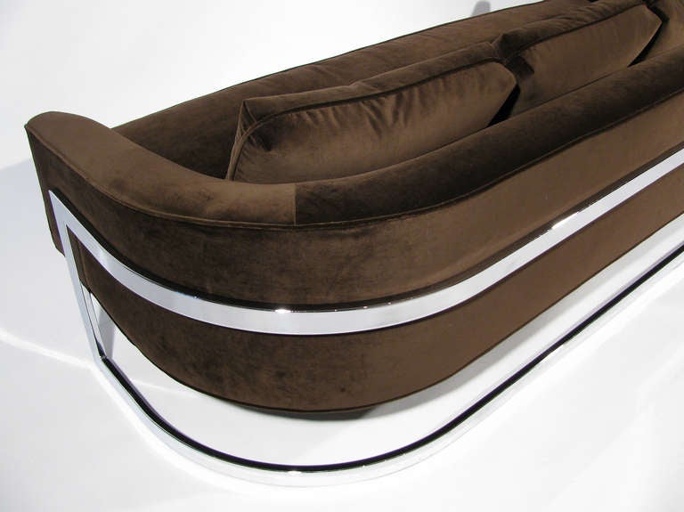 Velvet A Milo Baughman Cantilevered Sofa