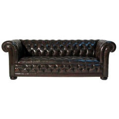 A Bordeaux Leather Chesterfield Sofa