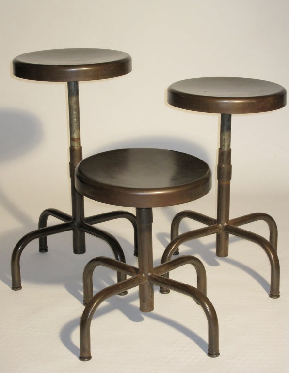 A Set of Six Industrial Stools In Excellent Condition In Austin, TX