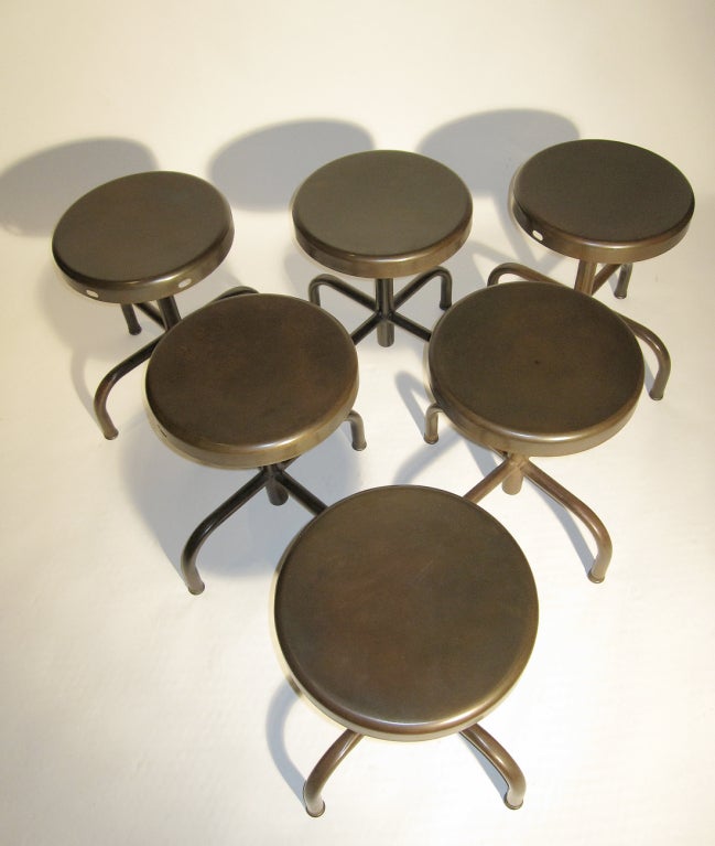 Mid-20th Century A Set of Six Industrial Stools