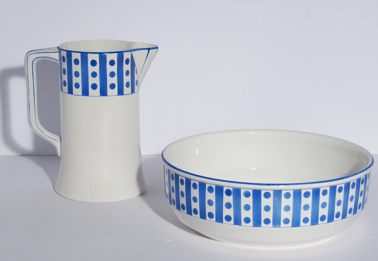 Mid-20th Century Large Belgian Porcelain Pitcher and Bowl