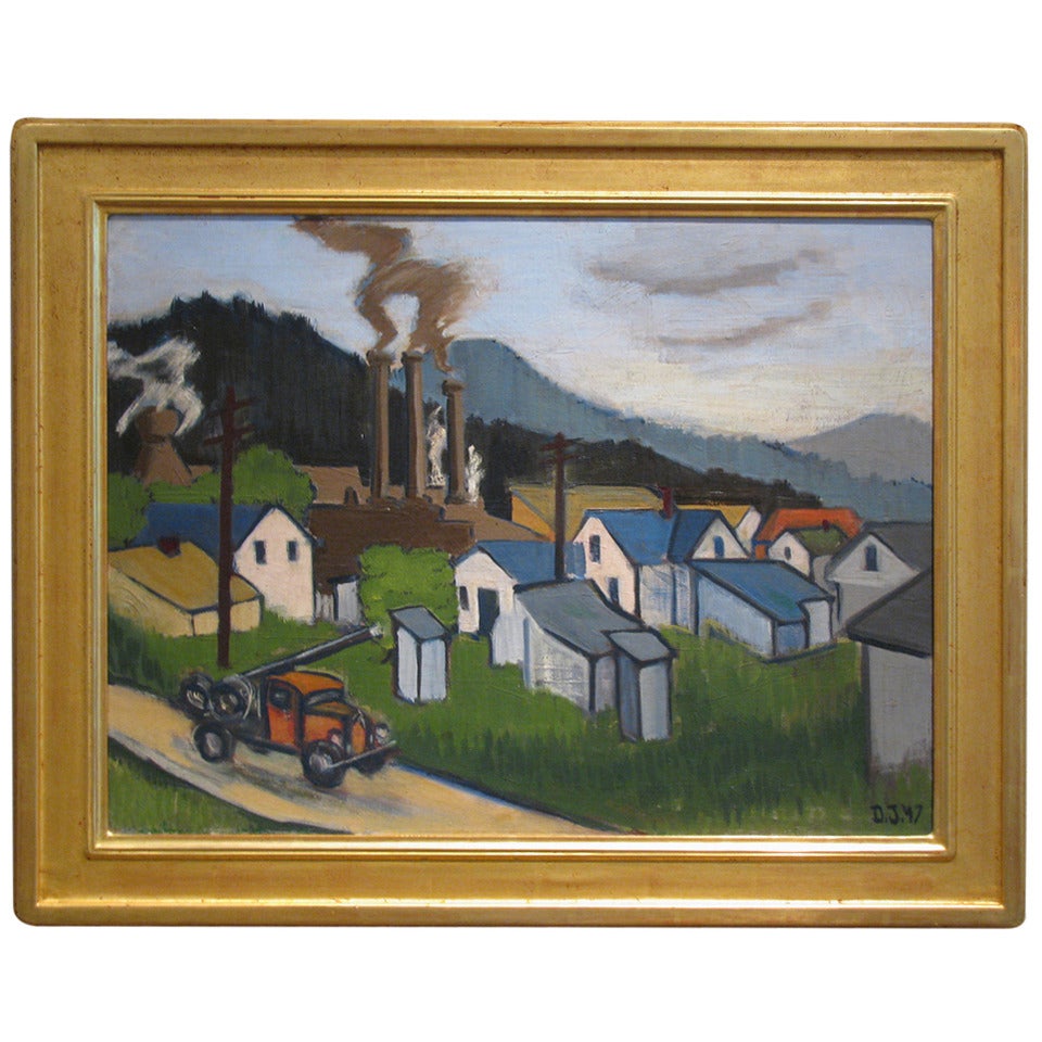 Framed Ashcan School Oil on Canvas Painting For Sale