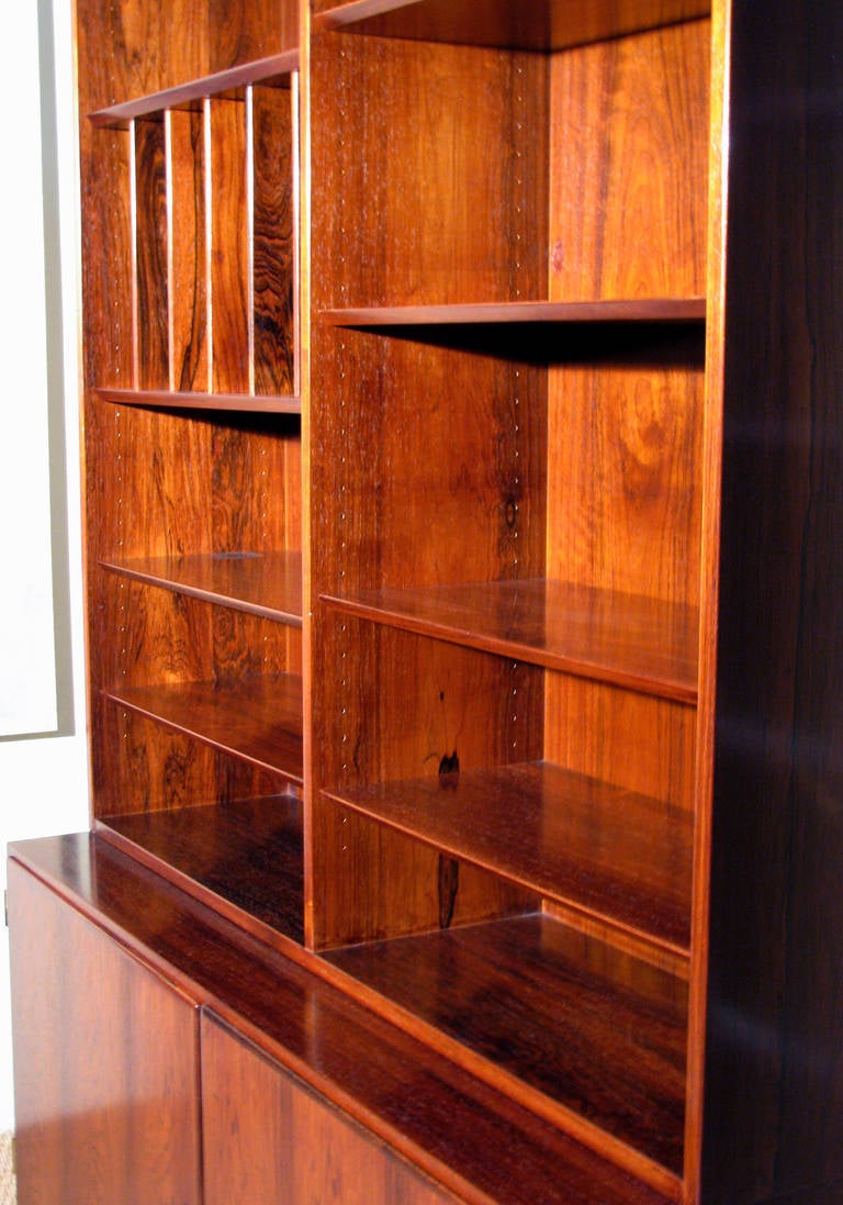 Rosewood Bookcase and Cabinet In Excellent Condition In Austin, TX