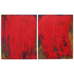 Abstract Paintings on Wood "Red Canyon" by Willie Little