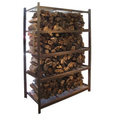 Used Massive Industrial Steel Firewood Rack