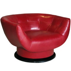 Oversized Leather Swivel Lounge Chair