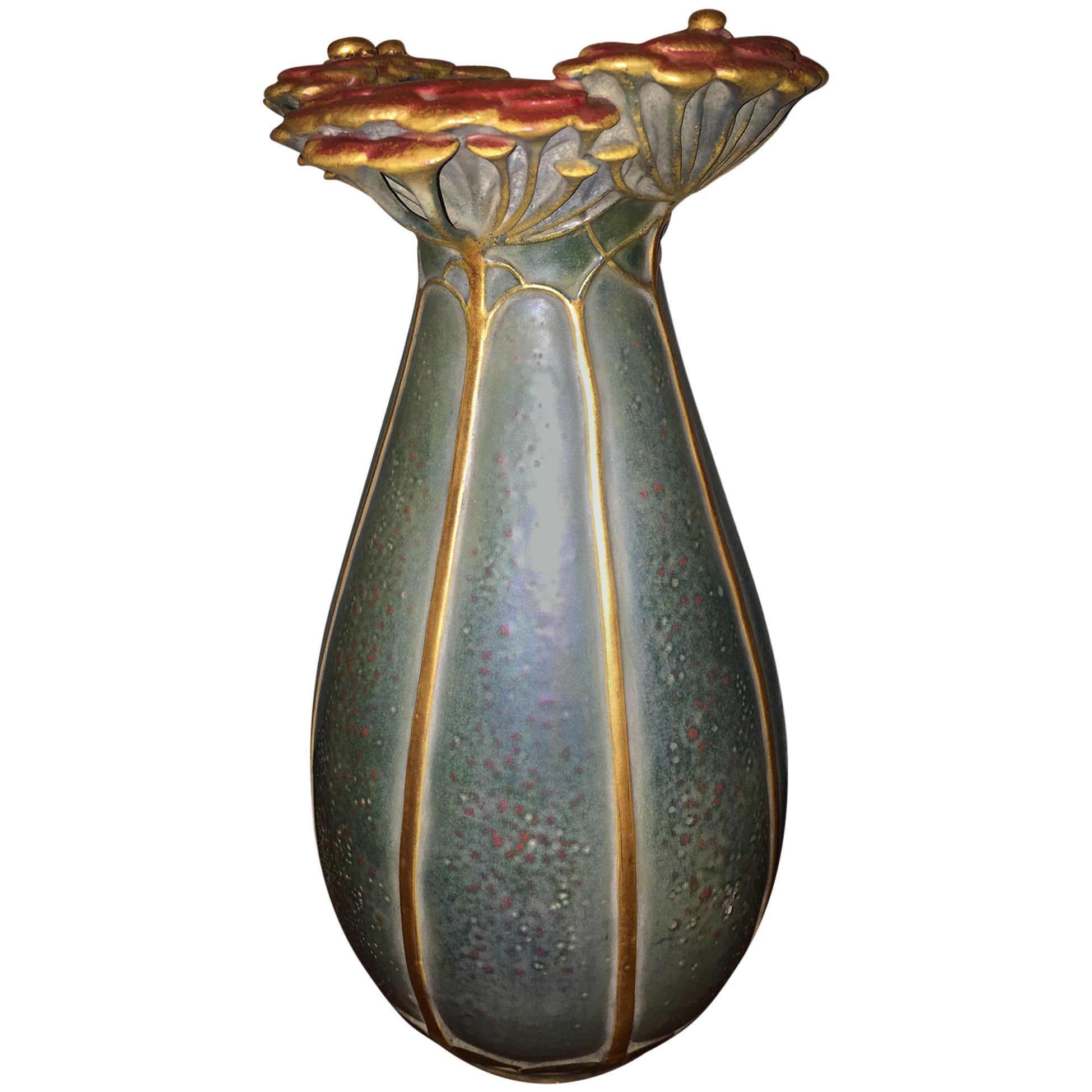 Amphora Umbellates and Beetles Vase Design by Paul Dachsel, 1904-­1905