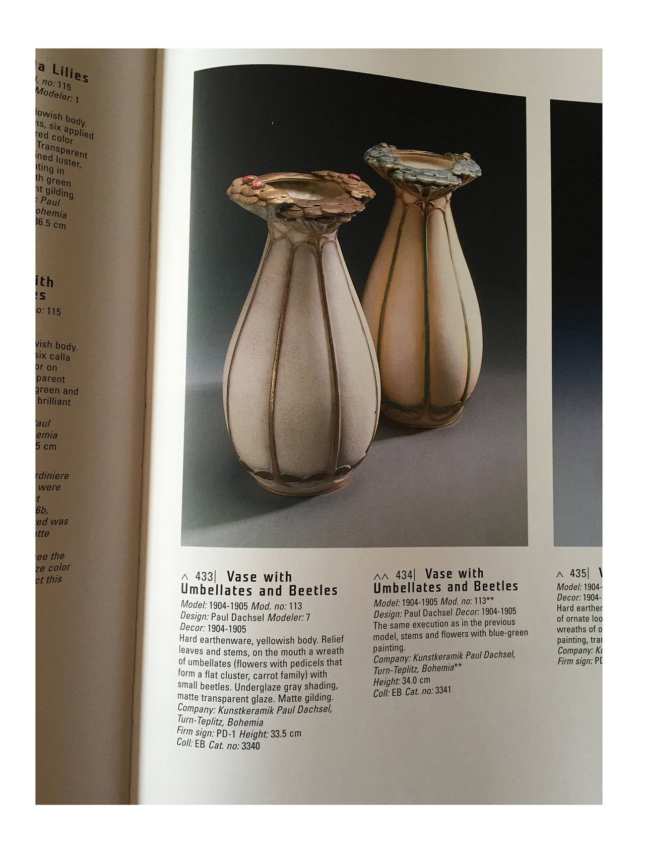 Glazed Amphora Umbellates and Beetles Vase Design by Paul Dachsel, 1904-­1905