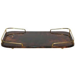 Aldo Tura Lacquered Goat Skin Serving/ Bar Tray