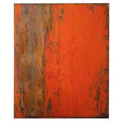 Abstract Painting on Wood "Blood Orange" by Willie Little