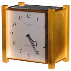 Vintage Patek Philippe Gilt Brass Solar-Powered Desk Clock