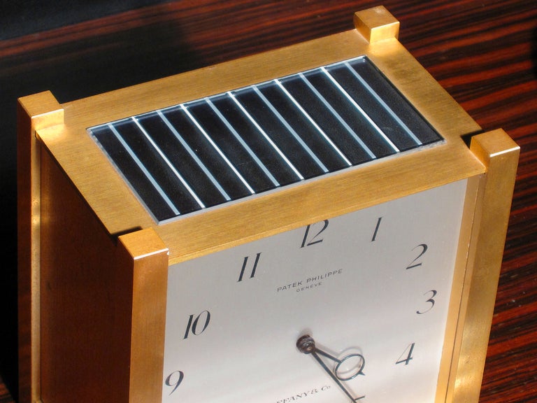 Swiss Patek Philippe Gilt Brass Solar-Powered Desk Clock