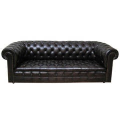 English Chesterfield Tufted Leather Sofa