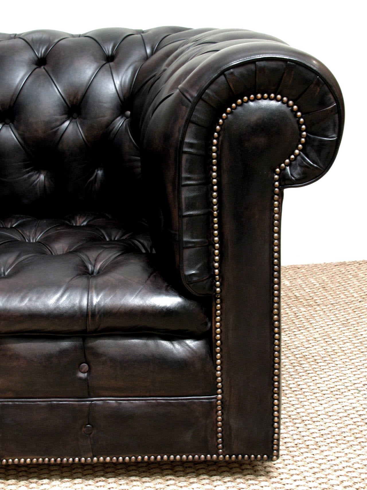 British English Chesterfield Tufted Leather Sofa