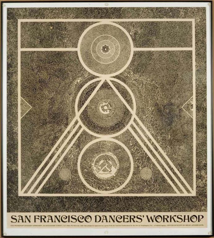 A large and highly detailed example of Bruce Conner's 1974 collaboration with the San Francisco Dancers' Workshop.<br />
<br />
signed lower right:<br />
Anna Halprin<br />
<br />
<br />
Bruce Conner (1933 – 2008)<br />
Conner has not only