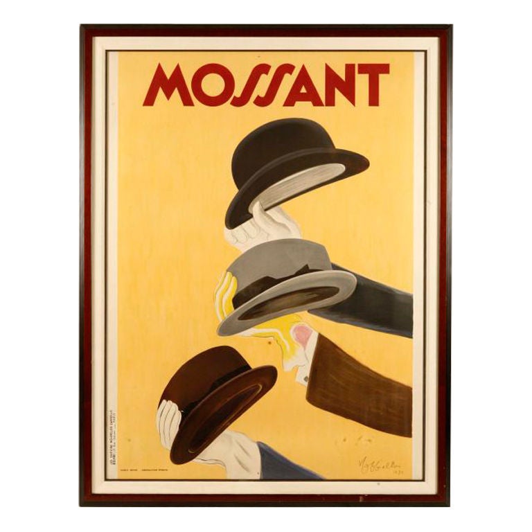 Large Chapeaux "Mossant"  Poster by Leonetto Cappiello 1938 For Sale