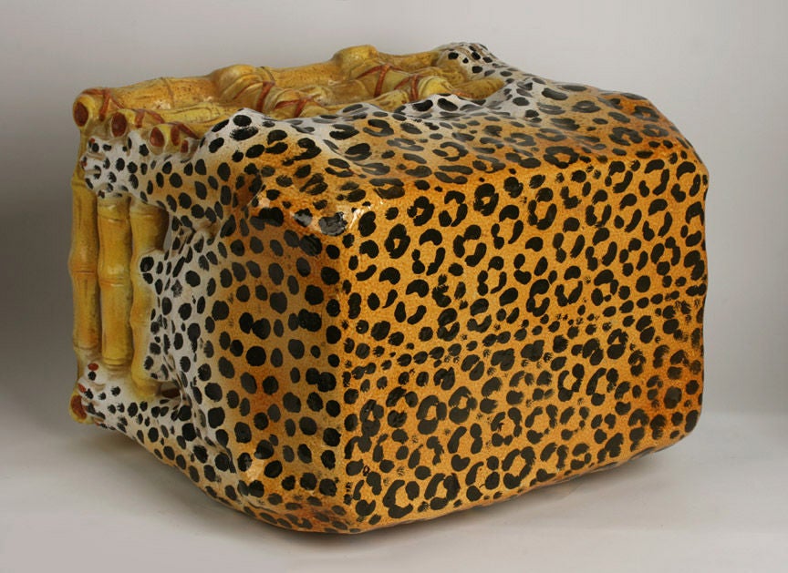 Italian Ceramic Leopard Hide Side Table 1